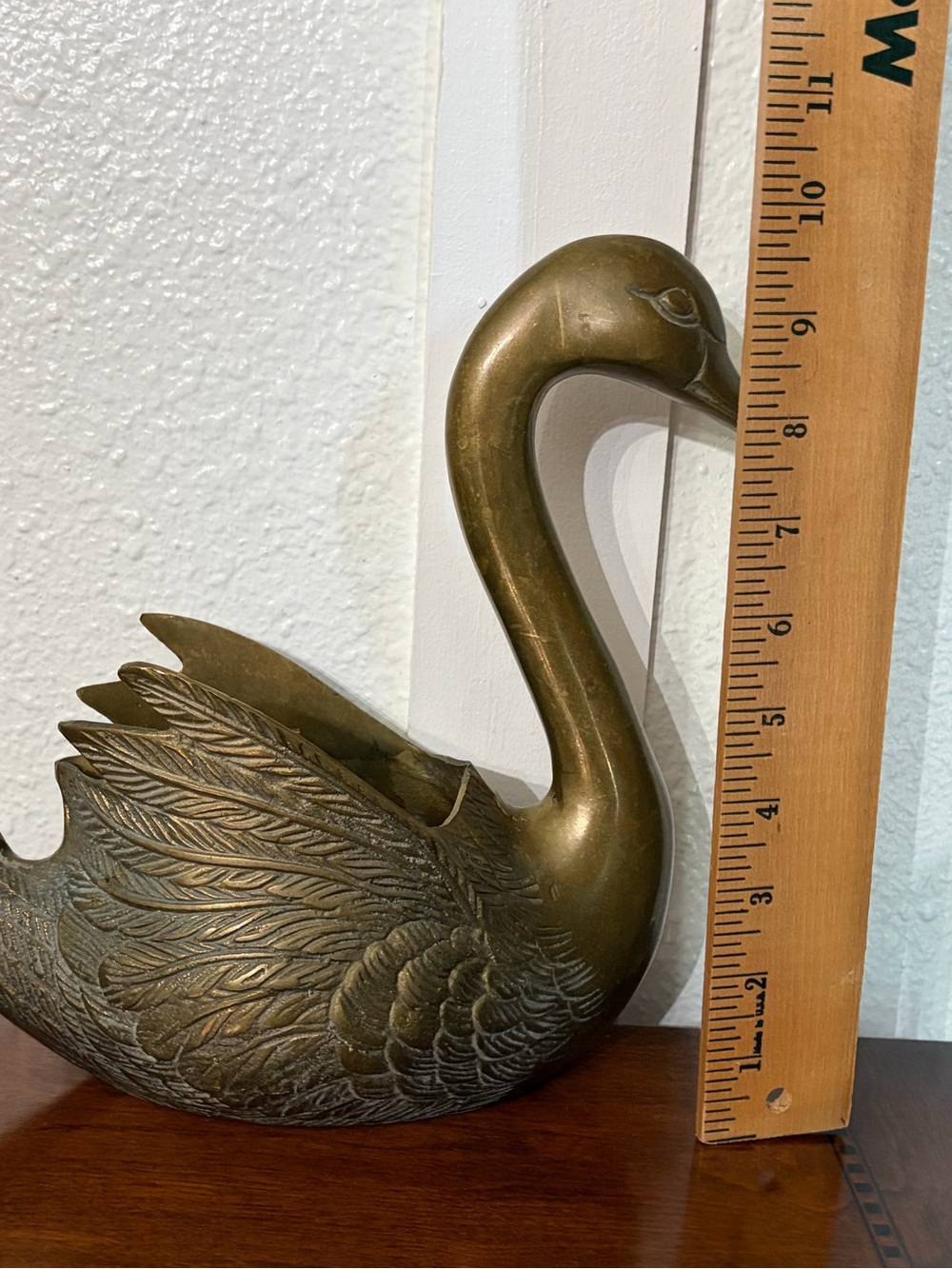 Vintage Brass Swan Planters 3 Piece Set - Picture 4 of 12
